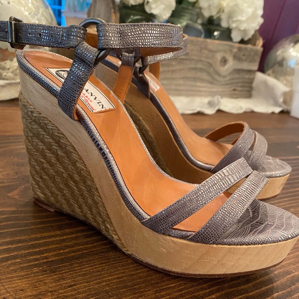 Lanvin espadrilles sandal wedge heels size 37